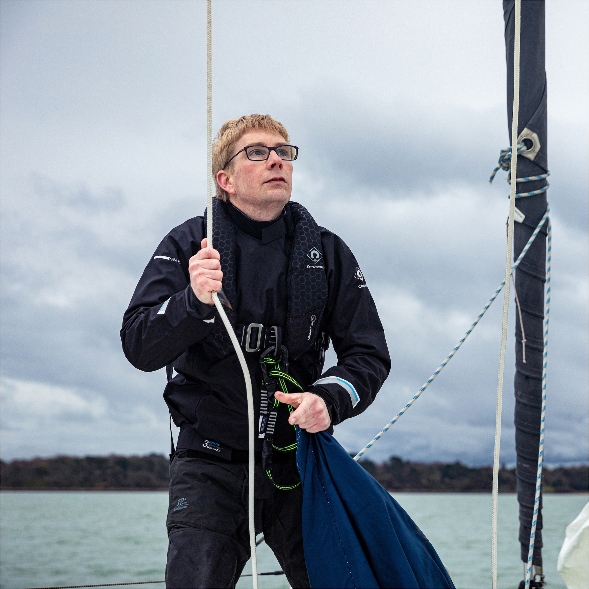 2026 Crewsaver Crewline Pro Sicherheitslinie Doppelhaken Nicht-Elastisch 3050-SL2 - Black